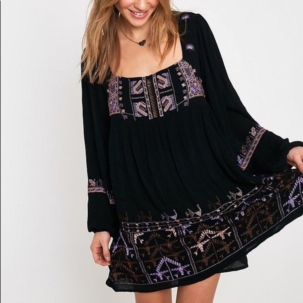 Free People Rhiannon Embroidered Mini Tunic Dress